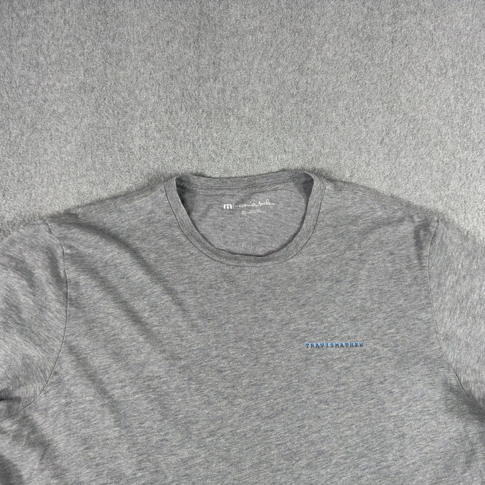 TRAVIS MATHEW Shirt Mens XL Gray Blue Mackinac Michigan Short Sleeve - Picture 2 of 6